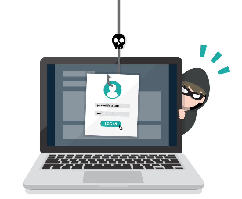 Phishing cyber criminal illustration